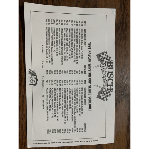 New Old Stock  Vintage 1991 Busch The Official Beer Of NASCAR Sticker / Decal - Picture 2 of 2